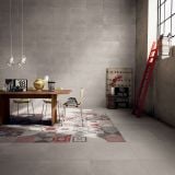 Gresie ABK Docks Silver Mat 30x60 cm – ambient living, living cu masa lemn, gresie decorativa patchwork pe pardoseala