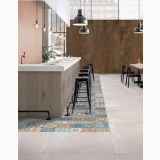 Gresie Abk Labyrinth Mix Multicolor 20x20 cm – ambient comercial, bar modern cu pardoseala patchwork colorata langa tejghea