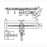 Rigola Viega Advantix Vario 30 - 120 cm h 70-95 mm – schita tehnica, desen tehnic cu dimensiuni pentru rigola de dus