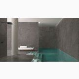 Gresie Ardesia Grafite Mat 80x80 cm – ambient piscina, piscina interioara cu pereti gresie gri si pardoseala asortata, pe pardoseala si perete