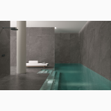 Gresie Ardesia Grafite Mat Anti-Slip 80x80 cm – ambient piscina, piscina interioara cu pereti gri si pardoseala gresie mata, pe pardoseala si perete