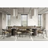 Lastra Gresie Italgraniti Calacatta Top 120x280x0,6 cm Lucios – ambient comercial, restaurant elegant cu pereti marmura si pardoseala gri, pe pardoseala si perete