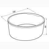 Cada Freestanding Rotunda Ares 150x150 cm – schita tehnica, desen tehnic cada rotunda cu dimensiuni 150 si 60