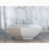 Cada Freestanding Compozit Rectangulara Aria 162x87 cm – ambient baie, cada freestanding alba in baie cu perete marmura