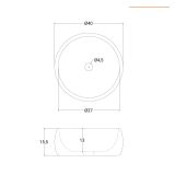 Lavoar Ceramica Rotund LAV2 Ø40 cm – schita tehnica, desen tehnic cu dimensiuni vedere de sus si profil