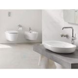 Baterie Bideu Grohe Essence Finisaj Crom – ambient baie, baie moderna cu lavoar, bideu si toaleta suspendata, pe pardoseala si perete