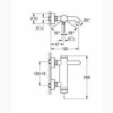 Baterie Cada Grohe Essence Finisaj Crom – schita tehnica, desen tehnic cu dimensiuni pentru montaj pe perete