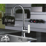 Robinet Lavoar Bucatarie Paffoni Lime Crom – ambient bucatarie, robinet crom montat pe blat langa chiuveta inox
