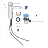 Baterie Lavoar Grohe Essence S Size Finisaj Crom – baterie cu accesorii montaj, furtunuri si piese incluse