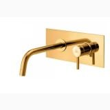 Baterie Lavoar Incastrata Paffoni Light Finisaj Auriu Periat cu Pipa 123 mm