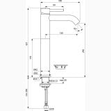 Baterie Lavoar Inalta Ceraline Finisaj Negru Mat 32 cm – schita tehnica, desen tehnic cu dimensiuni pentru baterie lavoar