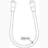 Furtun Dus IdealFlex 125cm Ideal Standard Magnetic Grey – schita tehnica, desen tehnic furtun flexibil cu dimensiune 1250mm
