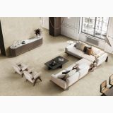 Gresie Portelanata iTiles Le Cave Beige 120 x120 cm – ambient living, living spatios cu canapele bej si gresie mare, pe pardoseala