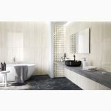 Lastra Gresie HBO 8 Noisette Mat 120x278 cm – ambient baie, baie moderna cu cada freestanding si pardoseala gresie negru, pe pardoseala si perete