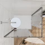 Cabina Dus 2 Laturi Young Finisaj Crom 70x100x185 cm – ambient baie, vedere de sus cabina dus sticla in baie, pe pardoseala si perete