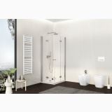 Cabina Dus 2 Laturi Flexy Usi Pliante Cromat 80x80 cm – ambient baie, cabina de dus cu usi pliante in colt baie moderna, pe pardoseala