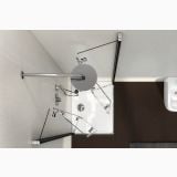 Cabina Dus 2 Laturi Flexy Usi Pliante Cromat 80x80 cm – ambient baie, vedere de sus cabina de dus colt cu pardoseala lemn, pe pardoseala si perete