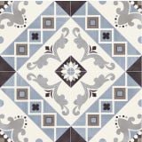 Gresie Decorata Paris Belleville Blu 20x20 cm – model floral geometric albastru gri maro alb