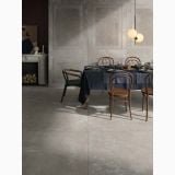Gresie Ghost Rope Mat 30x60 cm – ambient living, living cu masa dining, scaune lemn si semineu, pe pardoseala