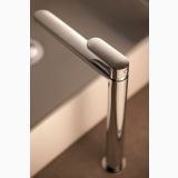 Robinet Inalt Pentru Lavoar Pe Blat Paffoni Candy Crom – detaliu, robinet cromat inalt, close-up pe lavoar