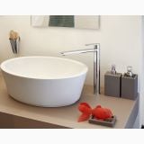 Robinet Inalt Pentru Lavoar Pe Blat Paffoni Candy Crom – ambient baie, lavoar oval alb pe blat cu robinet crom
