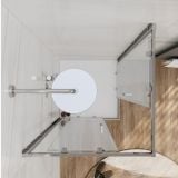 Cabina Dus 2 Laturi Young 80x80x185cm Finisaj Crom – ambient baie, vedere de sus cu cabina de dus cromata, pe pardoseala