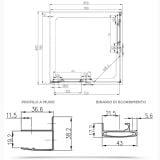 Cabina Dus 2 Laturi Young 80x80x185cm Finisaj Crom – schita tehnica, desen tehnic cu dimensiuni cabina dus si profile