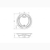 Cada Rotunda Incastrata Thea 160x160x44.4 cm – schita tehnica, desen tehnic cu dimensiuni cada rotunda incastrata