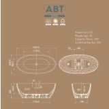 Cada Freestanding Legere Baths model Hope Mat 3D 170x80x62h cm – schita tehnica, desen tehnic cu dimensiuni si specificatii cada