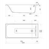 Cada Incastrabila Acril Rekord Kolo 160x70 cm Finisaj Alb Lucios – schita tehnica, desen tehnic cu dimensiuni cada 1600x700 mm