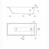 Cada Incastrabila Acril Rekord Kolo 170x70 cm Finisaj Alb Lucios – schita tehnica, desen tehnic cu dimensiuni cada vedere laterala si de sus