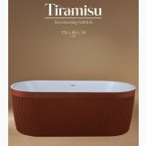 Cada Freestanding Legere Baths model Tiramisu Terra Cotta Riflat 170x80x58h cm – cada freestanding terracota riflata pe fundal neutru