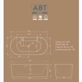 Cada Freestanding Legere Baths model Tiramisu Terra Cotta Riflat 170x80x58h cm – schita tehnica, desen tehnic cu dimensiuni si specificatii cada
