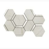 Mozaic pe plasa Esagona Decoro Mix Calacatta Mont Blanc 20x34 cm