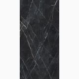 Gresie Calacatta Black Lucios 120x280x0,6 cm – placa marmura neagra cu vinisoare albe, fundal izolat