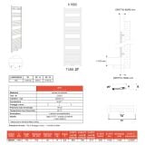 Radiator Mixt Lazzarini Bolzano 50 drept 1600x500 mm – schita tehnica, desen tehnic radiator cu dimensiuni si detalii montaj