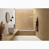 Gresie de exterior Terre Canapa 60x120x2 cm – ambient baie, baie eleganta cu cada, cabina de dus si lavoar terrazzo, pe pardoseala si perete
