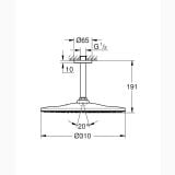 Cap De Dus Din Tavan Grohe Rainshower Finisaj Negru Mat 310 mm – schita tehnica, desen tehnic cu dimensiuni cap de dus tavan