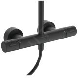 Coloana Dus cu Termostat Negru Ideal Standard Ceratherm T25 – baterie termostatata neagra montata pe perete, fundal alb