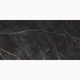 Gresie Calacatta Black Lucios 60x120 cm – detaliu, textura marmorata negru cu vinisoare albe fine