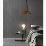 Gresie Concrete Grey 4.8 30x60 cm – ambient dormitor, dormitor gri cu pat, veioza si cuier suspendat, pe pardoseala si perete