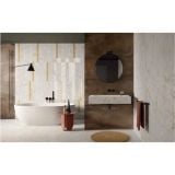 Gresie Abk Crystal Lucios 120x280x0,6 cm – ambient baie, baie moderna cu cada freestanding si perete marmorat