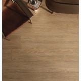Gresie Sant Agostino Sunwood Caramel 20x120 cm – ambient living, pardoseala imitatie lemn cu scaun piele si masa