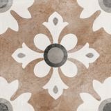 Gresie Play Classic Cotto 20x20 cm – placa patrata cu motiv floral traditional maro-gri