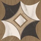 Gresie Intarsi Elite Mix 20x20 cm – placa cu model geometric intarsiat, fundal lemn