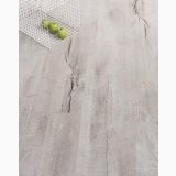 Gresie Timewood Grey 20x120 cm – detaliu, pardoseala gri cu textura lemn, cos metalic si mere verzi