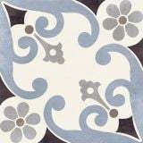 Gresie Decorata Paris Montmartre Blu 20x20 cm – placa decorativa cu motive florale albastru gri crem