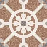 Gresie Newdeco Patchwork Lucios 60x60 cm – placa terrazzo cu model floral geometric maro alb