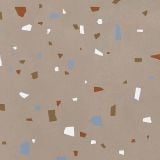 Gresie Nuances Cipria Coccio 80x80 – placa terrazzo cu fragmente maro, alb, albastru