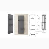 Radiator Panou cu Suport Prosop Negru Antracit 1220x452 mm – schita tehnica, desen tehnic cu dimensiuni si sectiuni radiator
